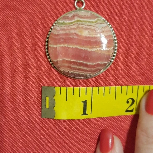 Rhodochrosite sterling silver pendant - Picture 5 of 6